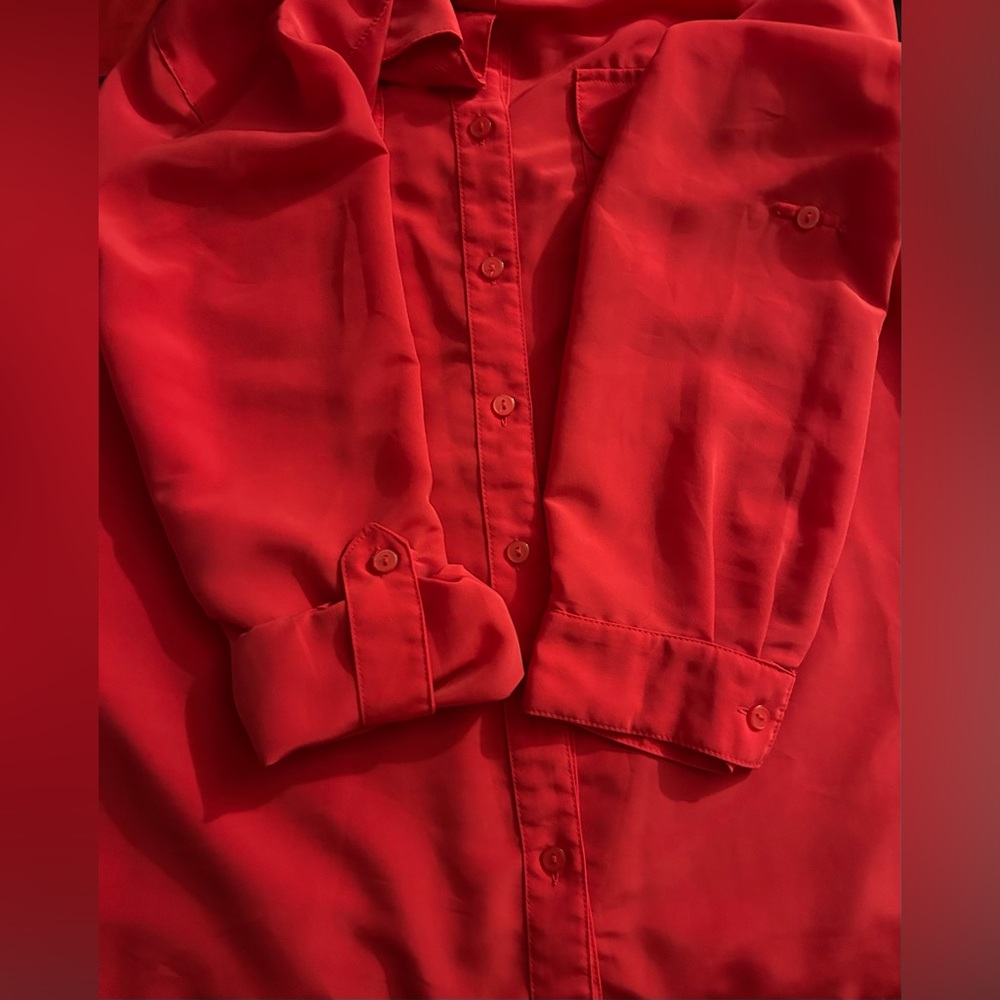 Elementz Petite Red Button-Down Blouse Size Pl 10… - image 6